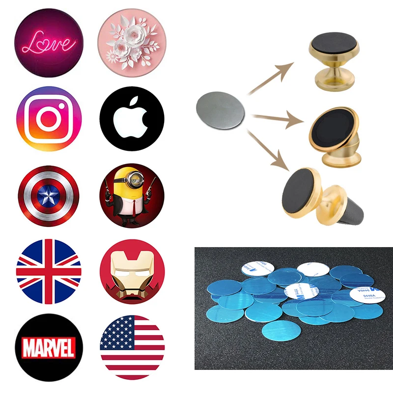 

Metal Plate disk iron sheet For Magnetic Car Phone Holder Socket Magnet Mobile Phone Stand iron Plate Sticker for iPhone Pro11