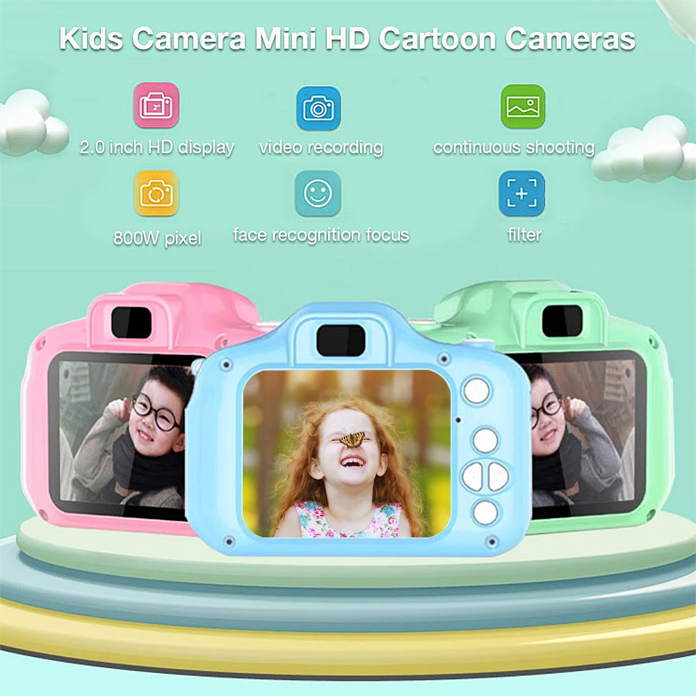 Children Kids Camera Educational Toys for Baby Gift Mini Digital Camera 1080P Projection Video with 2 Inch Display Screen