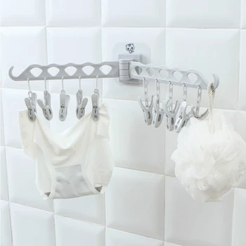 

Multifunctional Cloth Hanger 10 Clip Foldable Bathroom Towel Socks Hanger Clip Clothes Hanger Hangers Storage Rack