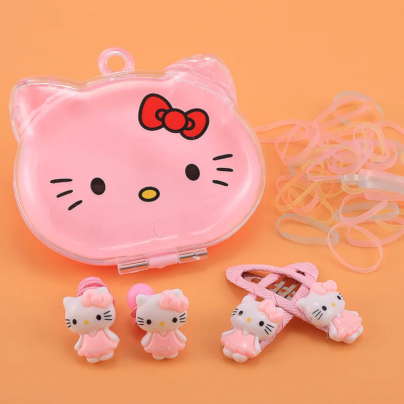 4pc KT B series На возраст от 4 до 10 лет шт./компл. милый рисунок «Hello Kitty» набор аксессуаров для волос для девочек Заколки для волос резинки для волос в верхней части коробка для хранения подарок на день рождения для детей Лидер продаж - Цвет: 4pc KT B series