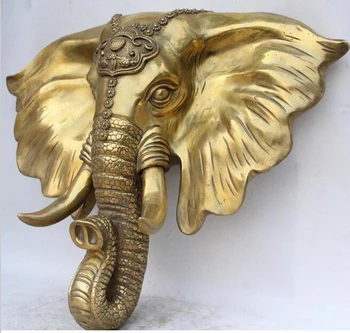 

929+++Private collection brass elephant head statue