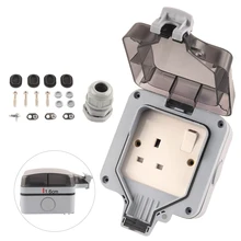 

IP66 13A Weatherproof Waterproof Outdoor White Wall Power Socket UK Standard Outlet Grounded For Workshop Home Garden