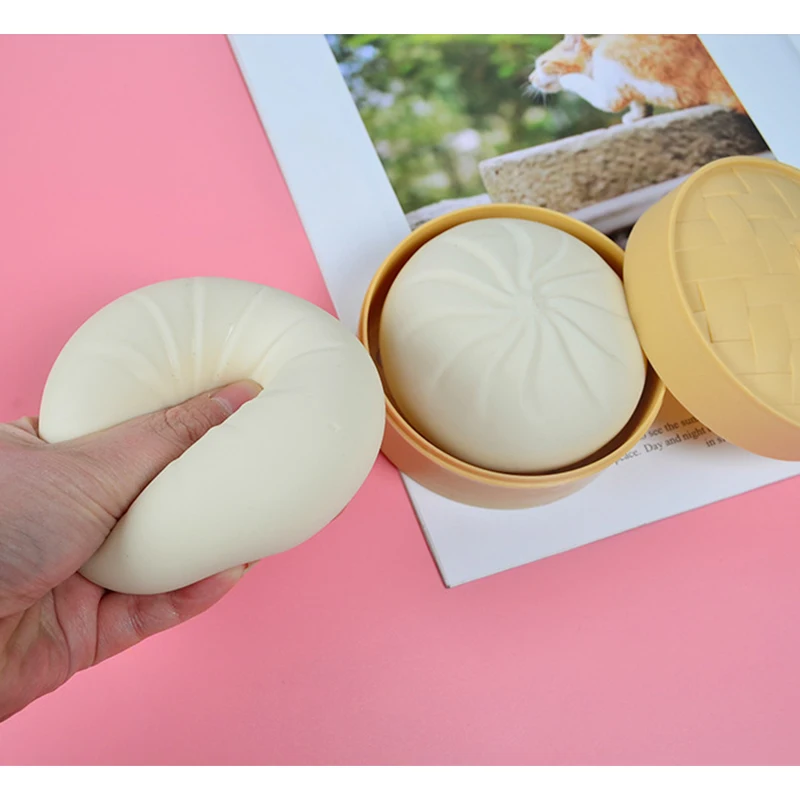 Large Simulation TPR Steamed Buns Squeeze Music To Vent Xiaolongbao Decompression Magical Pasta Spoof Tricky Toy | Игрушки и хобби