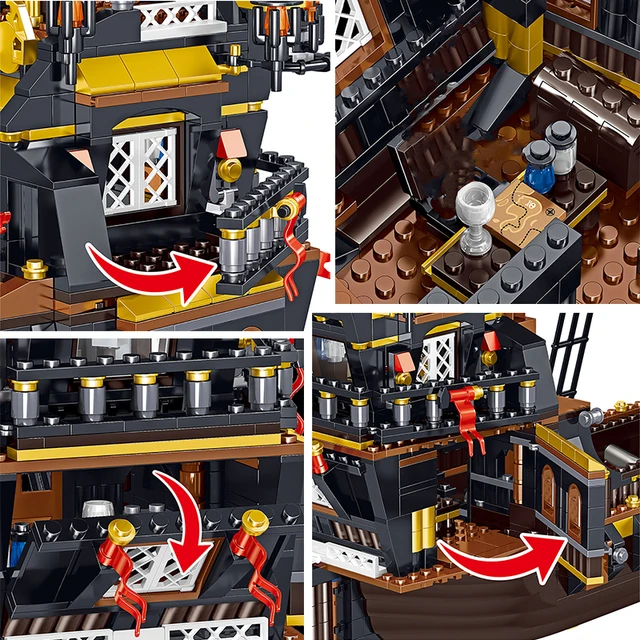 Kids Toys Ship Pirate Model MOC Bricks The Eternity Pirates Boats Building Blocks Ideas Series Boat Bricks Boys Birthday Gifts 2