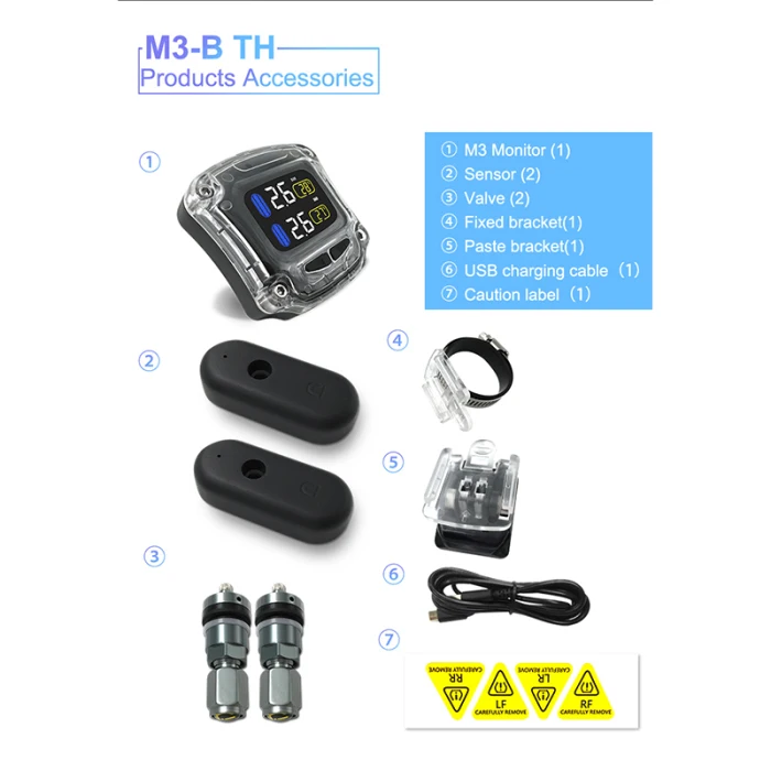 Система контроля давления в шинах мотоцикла TPMS с 2 датчиками для мотоцикла