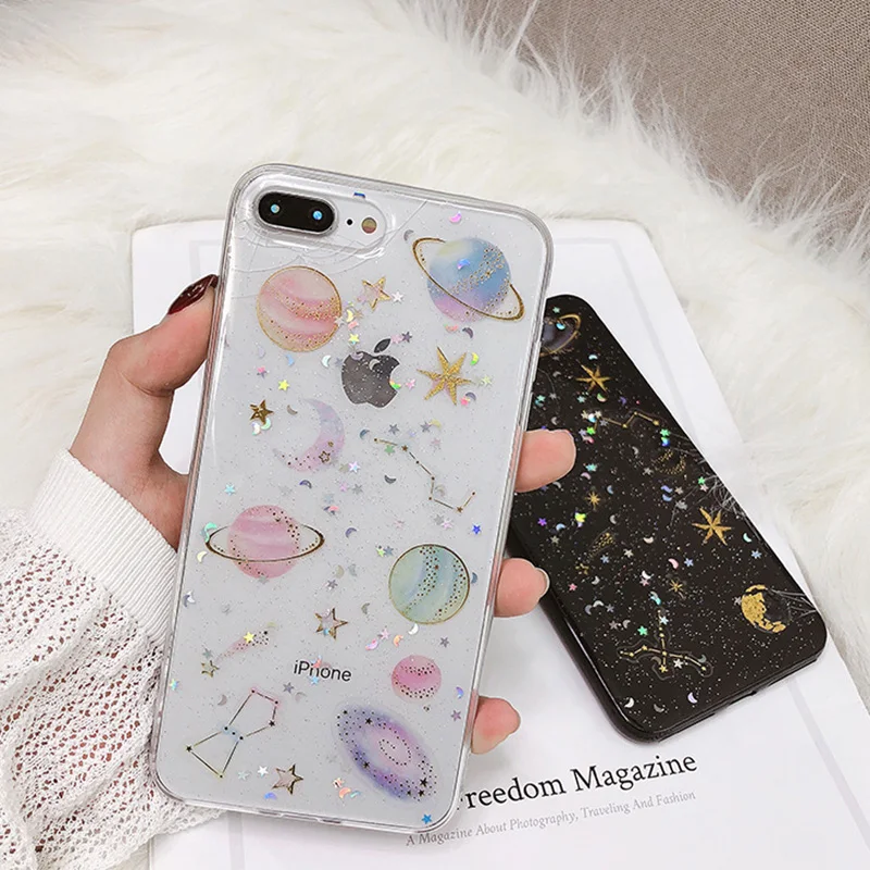 Clear Epoxy Case For Huawei Honor 8X Case Planet Star Silicon Cover Honor 20 10 9 2