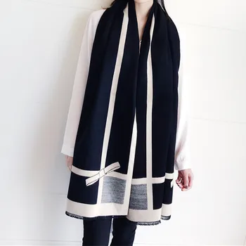 

Version Lengthening Thickened Air-Conditioned Room Warm Big Shawl Dual-Sided Pure Color Scarf Woman in Autumn And Winter