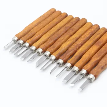 

12pcs Carving Engraving Hand Tool Cutter Set For Wood Rubber Eraser Clay Pumpkin And Linoleum Blocks New