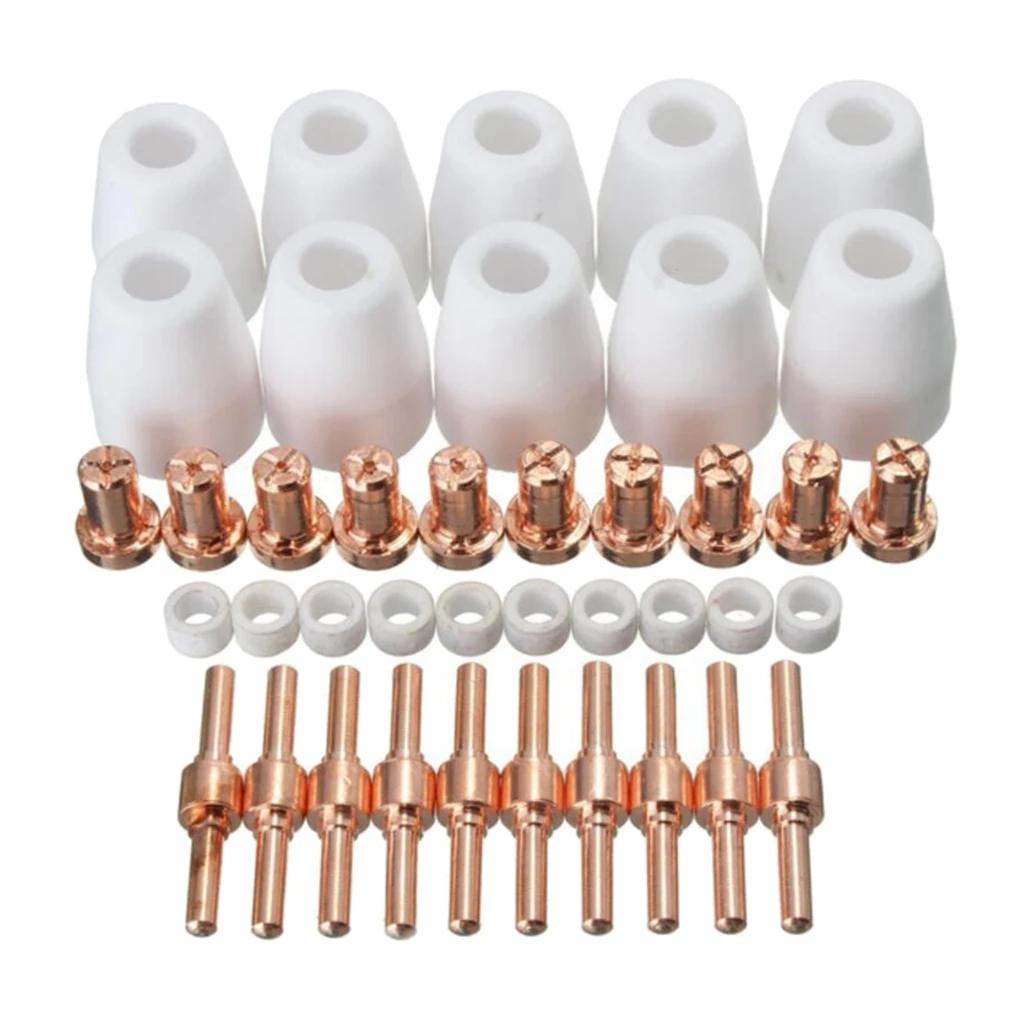 

40Pcs/Lot PT-31 LG-40 Air Plasma Cutter Extend Consumables Fit Cut-40 40D 50 50D Tool Kit Air Plasma Cutting Machine Nozzle