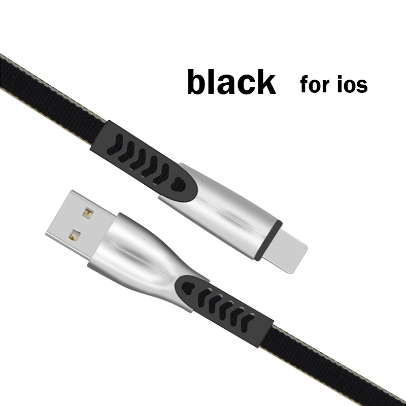 AQ12 usb кабель для зарядки 1 м 2 м кабель для быстрой зарядки USB кабель для зарядки данных для IPhone X/6 7 11 USB кабель для мобильного телефона - Цвет: Черный