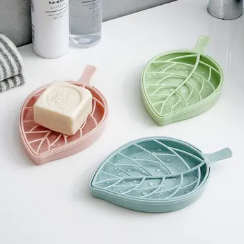 

Bathroom Accessories Gadgets Double Layer Leaf Shape Soap Holder With Draining Rack Soap Dish Soap Tray Holder For Toilet