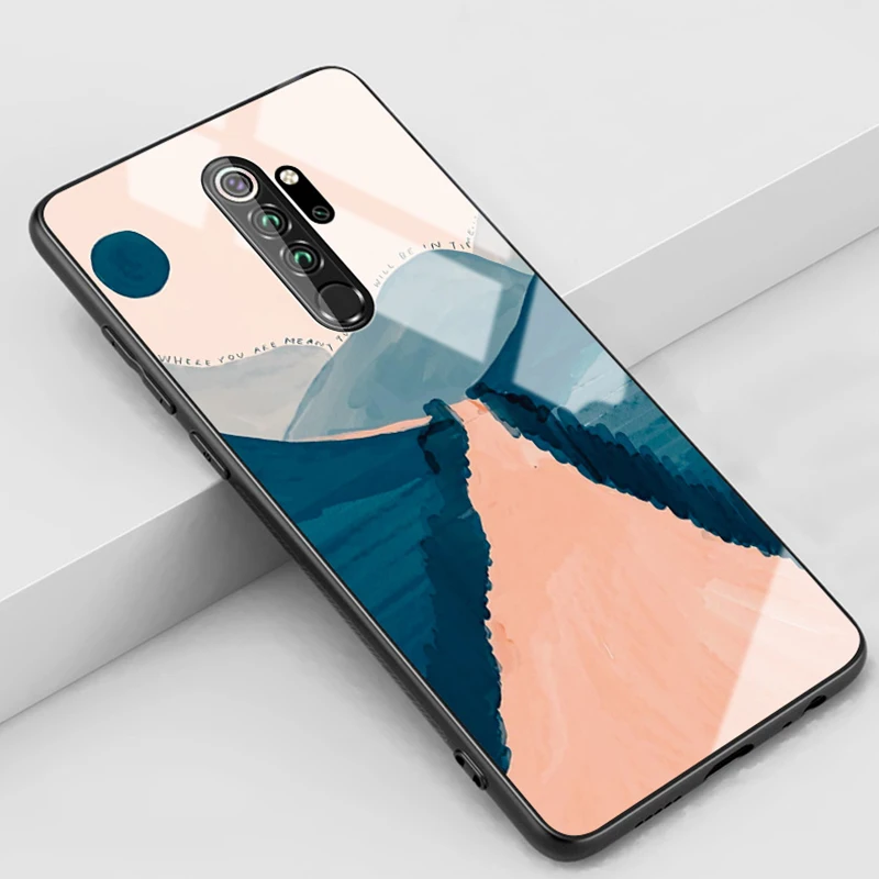 Mountain Чехол с пятнистым стеклом для xiaomi redmi note 8 Pro, закаленное стекло для redmi note 8 t, защитный чехол для телефона, роскошный чехол - Цвет: Mountain
