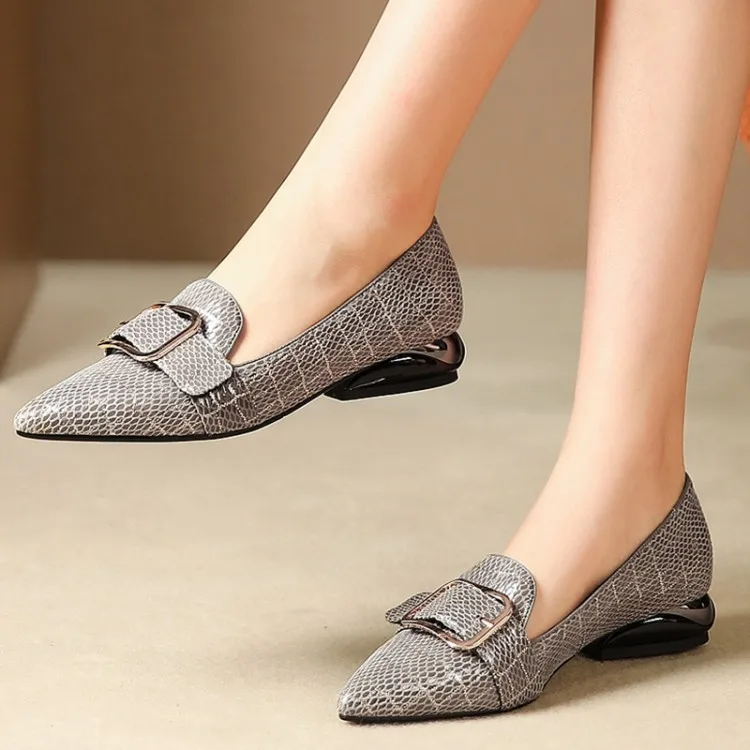 

Women's Pointed-Toe Western Style Fashion Women's Pointed Toe Sheepskin 2019 New Style Chunky-Heel Low Heel Low Top Shallow Mout