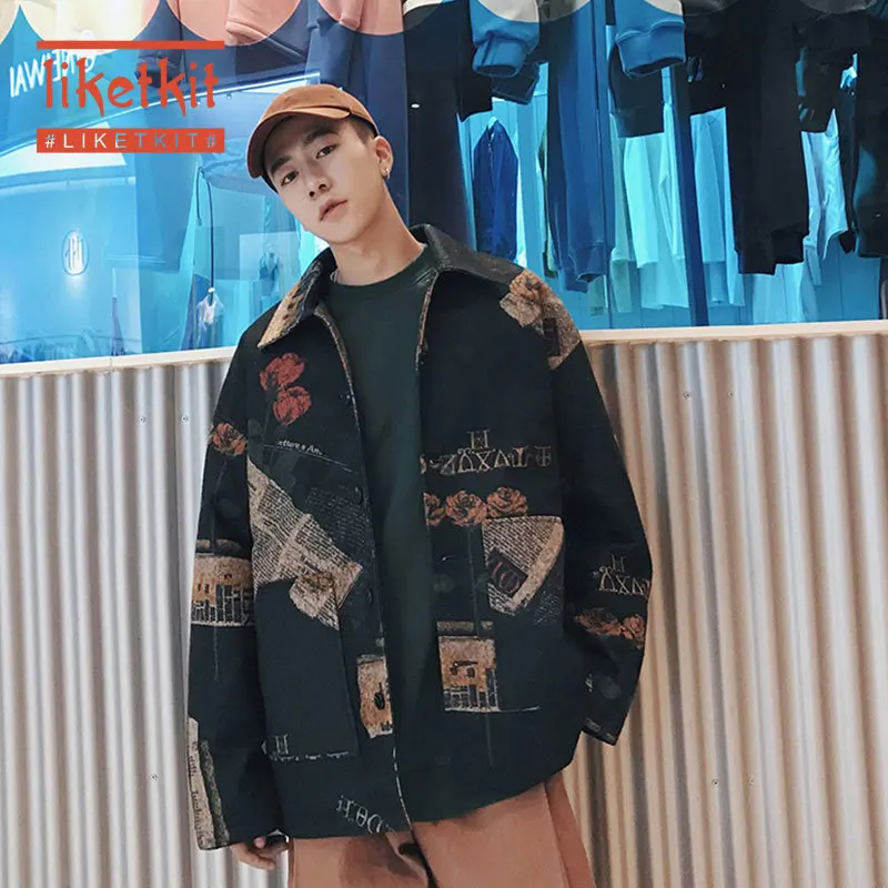 

Liketkit Winter Mens Jackets and Coats 2019 Male Funny Print Thick Windbreaker Mens Warm Oversize Bomber Autumn Korean Overcoats