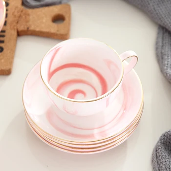 

Marble Luxury Ceramic Coffee Cup Saucer Textured Porcelain Hand Painted Cup High Quality Office Afternoon Coffee Cups MM60BYD