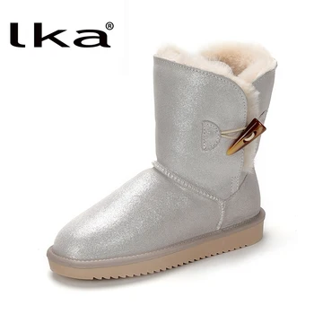 

Top Quality New Arrival 100% Waterproof Genuine Cowhide Leather Snow Boots Real Fur Classic Mujer Botas Winter Women Shoes