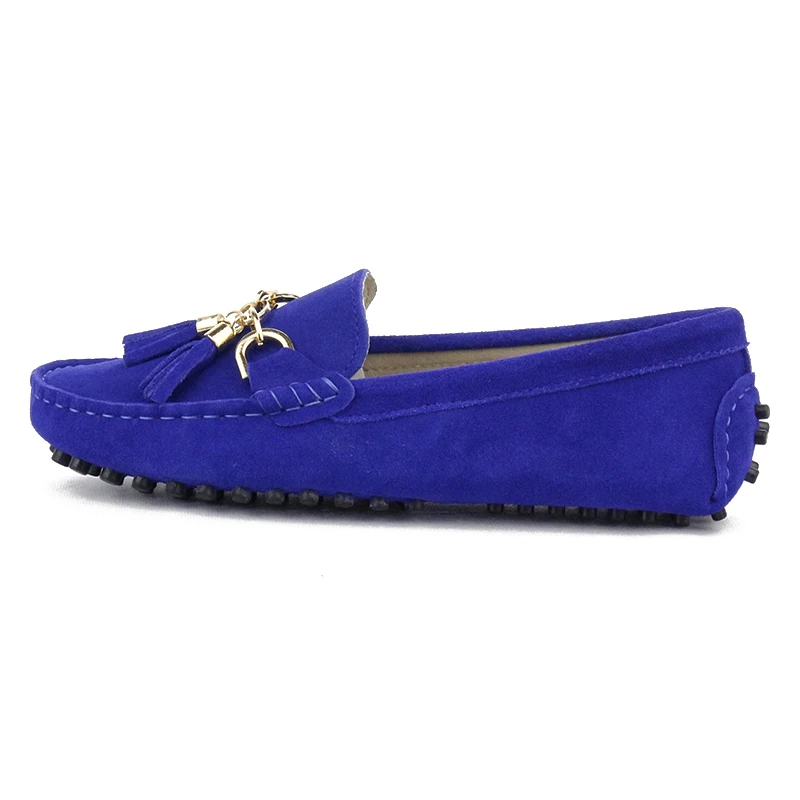 Royal Blue Новинка; модная женская обувь на плоской подошве; женские лоферы ручной работы из натуральной кожи; повседневная обувь на плоской подошве; Женская рабочая обувь; лоферы - Цвет: Royal Blue