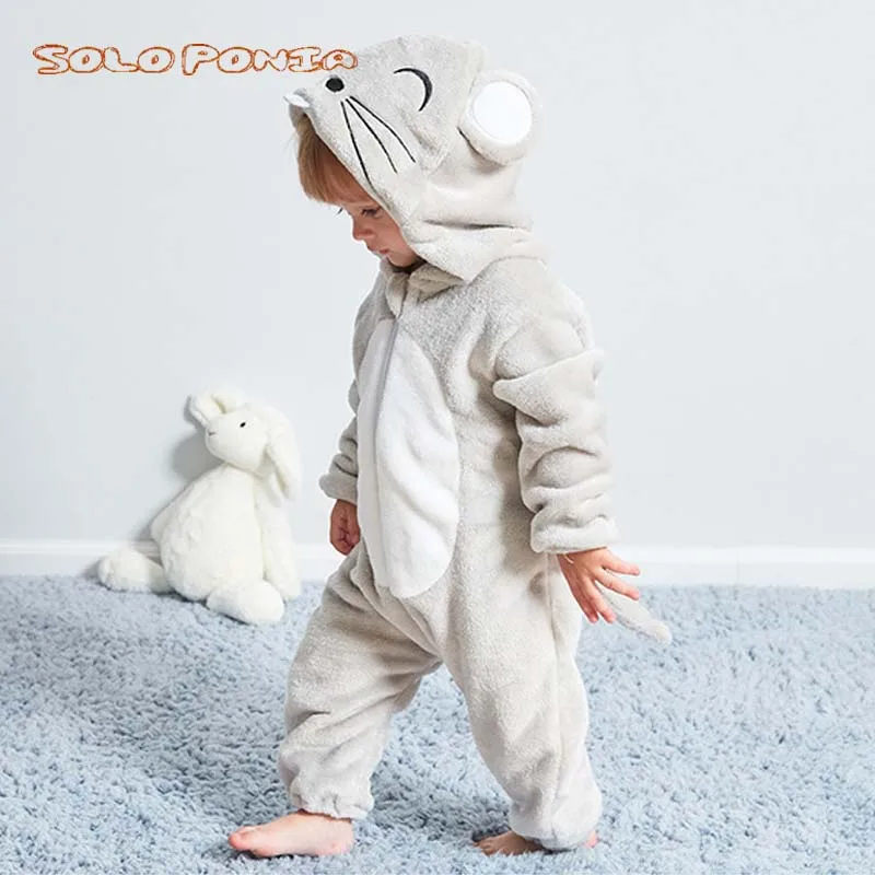 Baby Cartoon Romper Newborn Hooded Inflant Clothing Boy Girl Pajamas Animal Onesie Jumpsuit Pikachu Costume Flannel Rompers | Детская