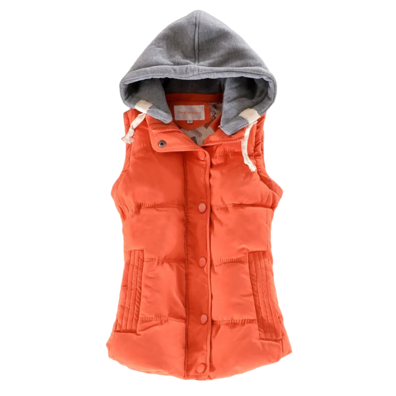 Весенний жилет женский с капюшоном короткий без рукавов Осень Плюс Размер 6XL