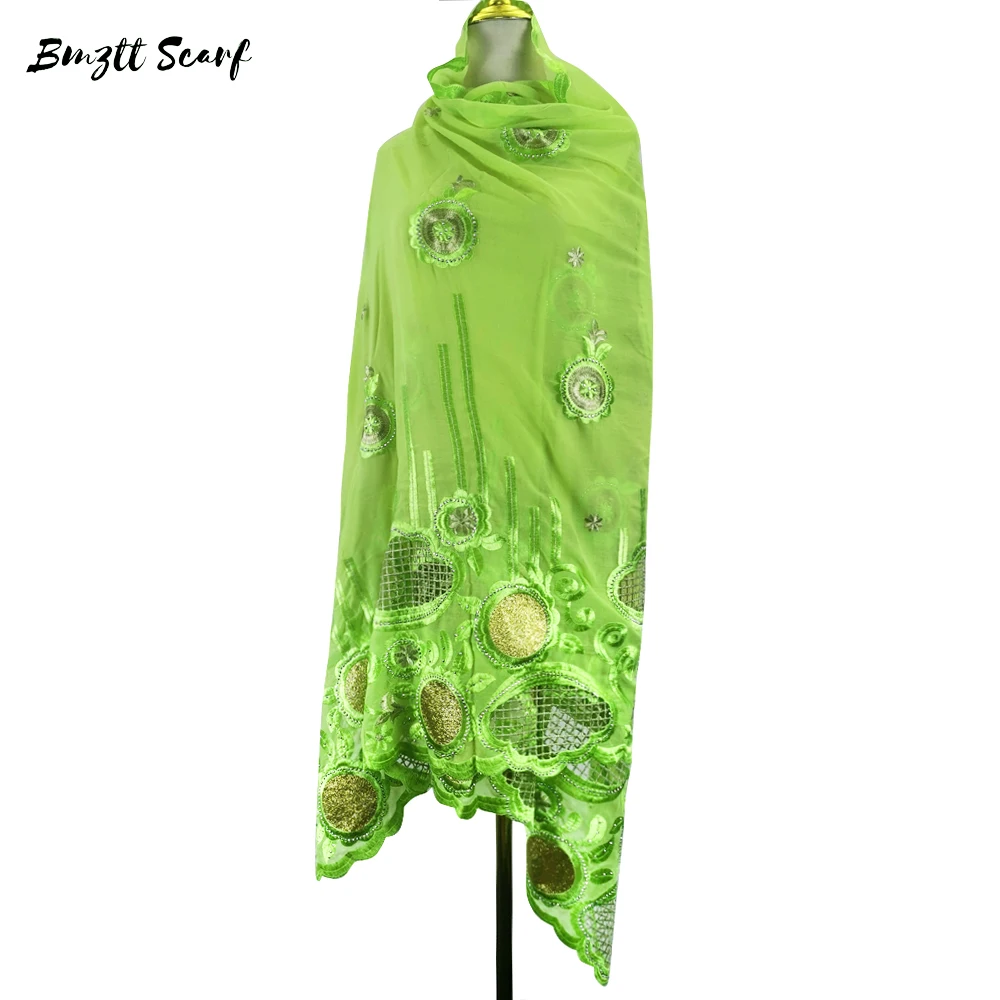 2021 African Fashion Hijab Scarf For Muslim Embroidery Diamonds Large 210x110cm Dubai India Turkey Cotton Shawl 11 Pcs Les-007