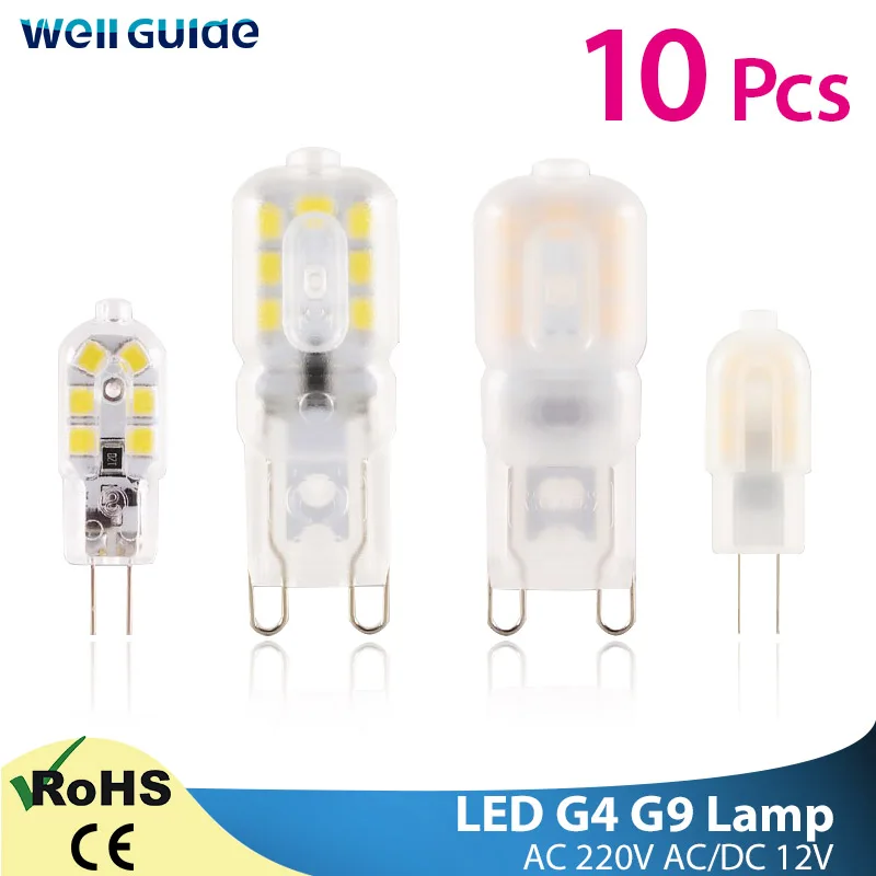 

10pcs LED G4 G9 Lamp 3W 5W AC 220V DC 12V Mini LED Bulb Spotlight SMD2835 Chandelier High Quality Lighting Replace Halogen Lamps