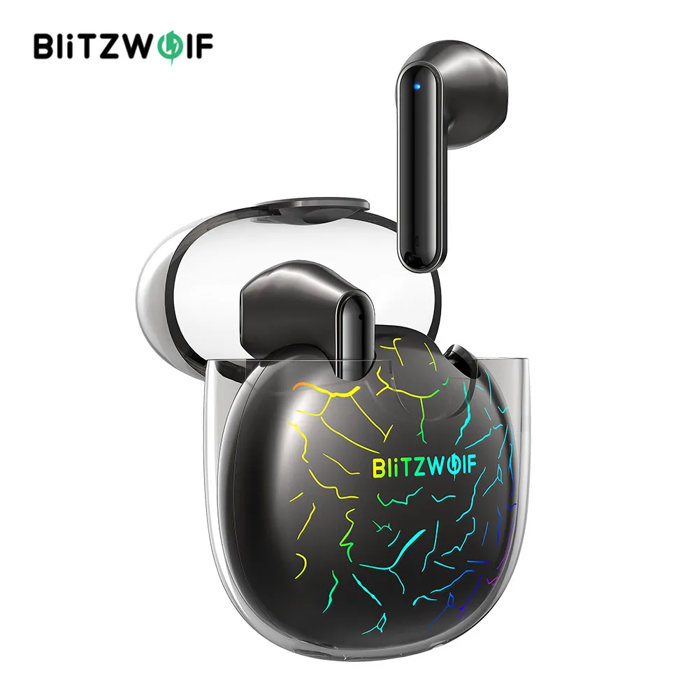 BlitzWolf BW-FLB5 TWS bluetooth-compatible V5.0 Earphone Gaming Earbuds HiFi Stereo 13mm Large Dynamic Low Latency RGB Light |