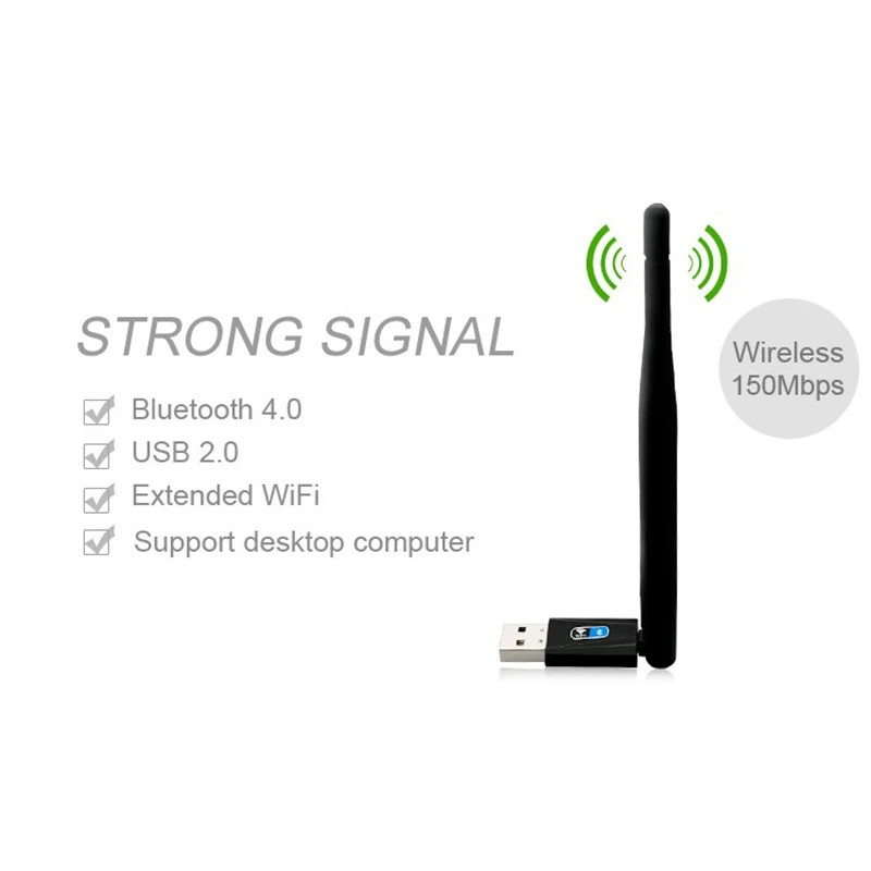 2 в 1 Bluetooth 4,0 Wifi приемник беспроводной USB 802.11N Wifi адаптер 150 Мбит/с компьютерная сетевая карта поддерживает Windows/XP/Vista