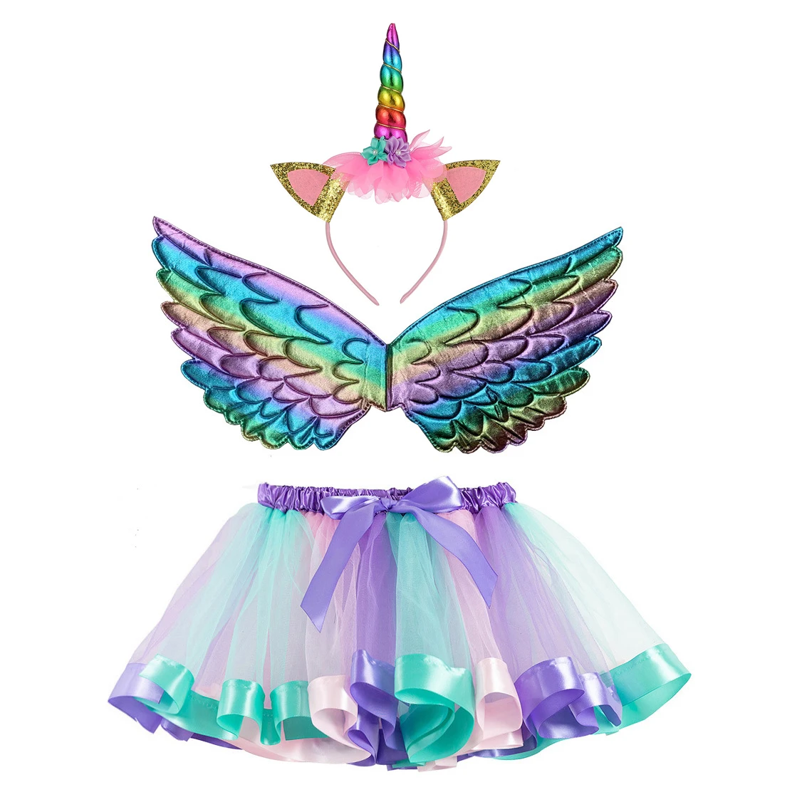 3pcs set Carneval/вечерние Детские костюмы с изображением животных, костюм костима, новогодний костюм единорога для девочек - Цвет: 3pcs set