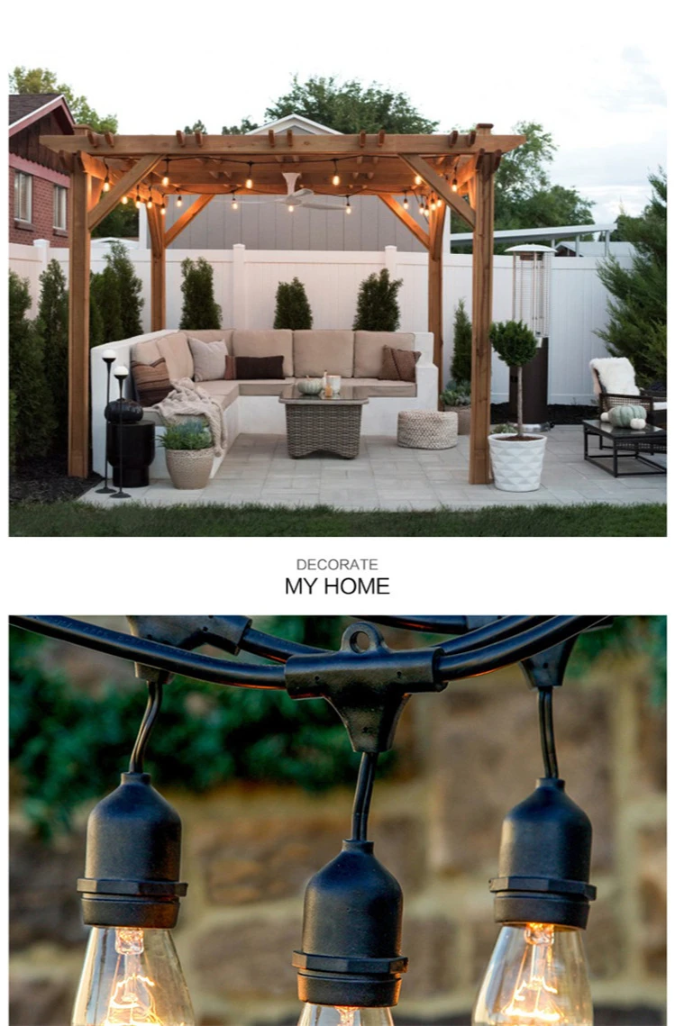 Luzes da Corda Pátio ao ar Iluminação de Casamento Lâmpada Corda Aidi Decorativa S14 Livre Luzes Coloridas G40 c9 10 G40 lâmpada corda aidi lâmpada c9 decorativa