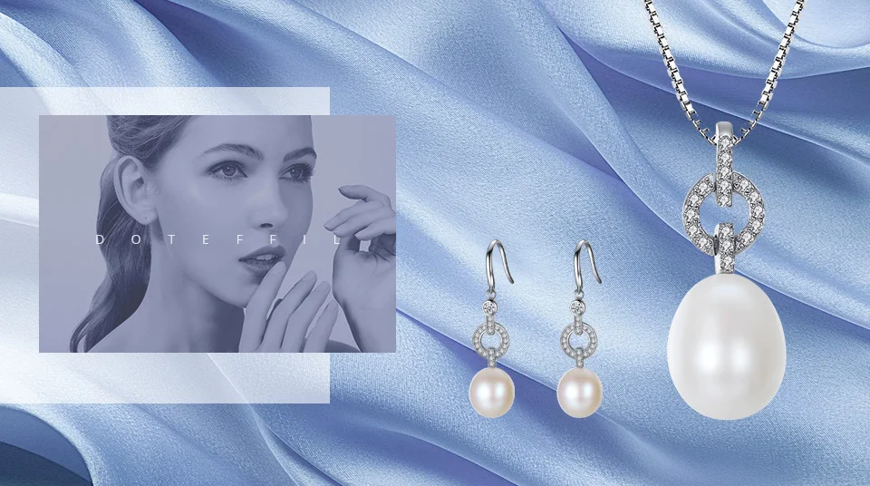 DOTEFFIL Hot Sale Pearl Jewelry Set Earring/Necklace Natural Freshwater Pearl 925 Silver Fine Jewelry For Women Christmas Gifts