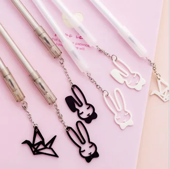 

Best Selling Gel Pen 0.38mm 100pcs/Lot Korean Creative Cute Pendant Pen Crane Rabbit Pendant Wholesale Neutral Pen GP676