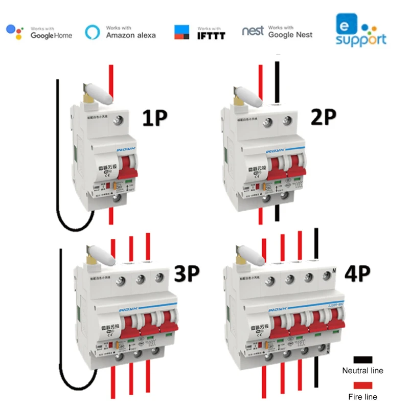 

EWelink 1P/2P/3P/4P Circuit Breaker Wifi 16A-125A Voltage Relay Smart Remote Control IoT Smart Switch By Alexa Google Home IFTTT