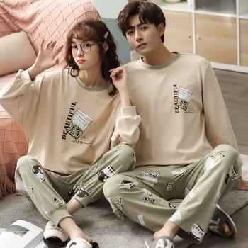 

Plaid Print Couple Pajamas Set Autumn and Winter Warm Cotton Women and Men Pyjamas Long Sleeve Sleepwear Men Lounge Pijama