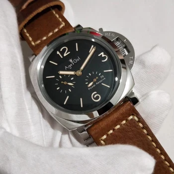 

Classic New Men Automatic Mechanical Sapphire Stainless Steel Silver Black Leather Watch Power Reserve Luminous Watches