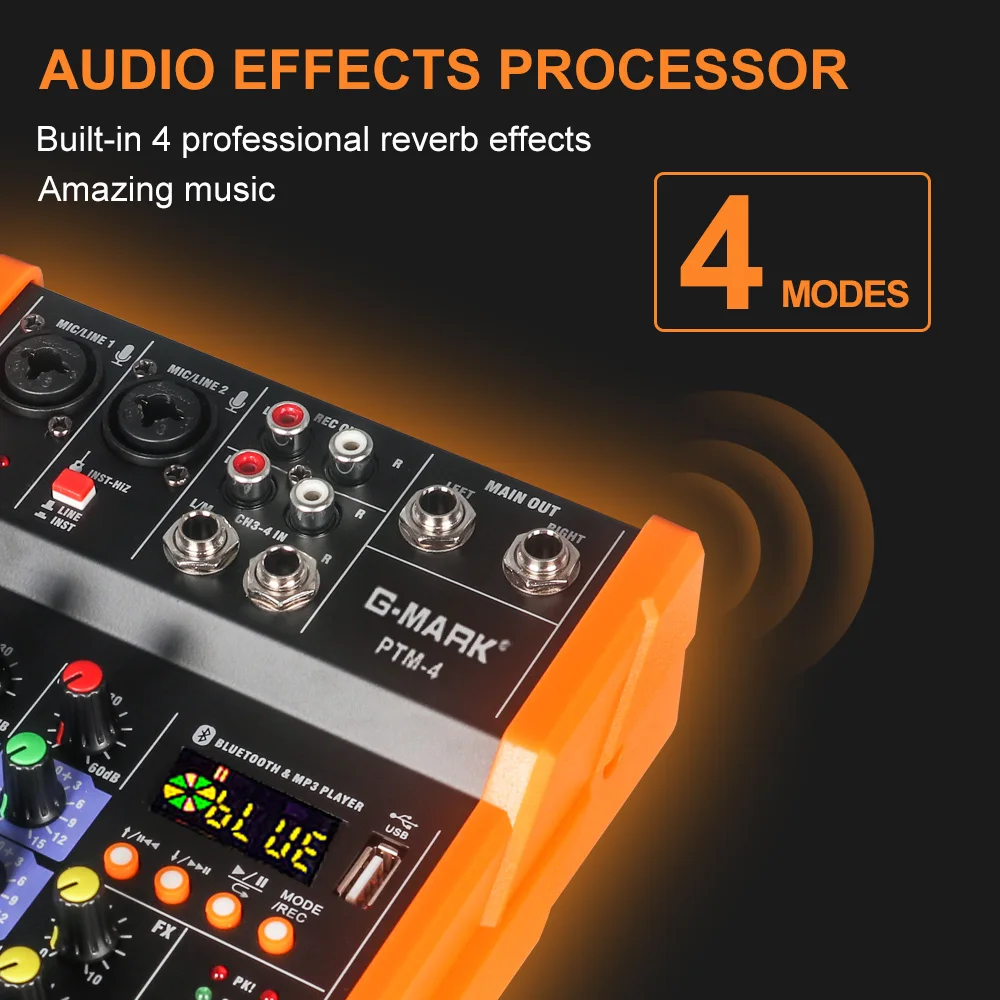 G MARK PTM 4 аудио миксер DJ определения консоль с звуковая карта USB 48В Мощность для ПК