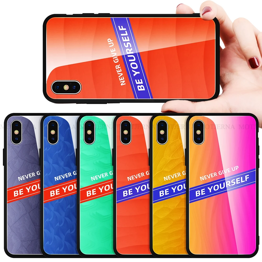 Colorful Tempered Glass Phone Case For iphone XS Max XR Back Protective Bumper X Shell Capa |