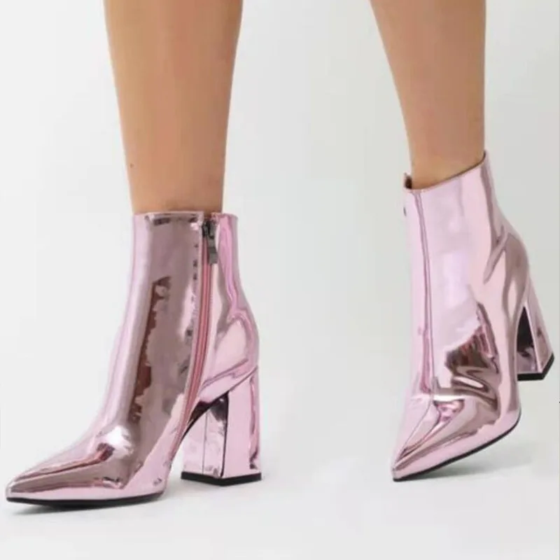 Botas de tacón medio con cremallera lateral para mujer, botines blancos y rojos, cómodos, cálidos, a la moda, para invierno