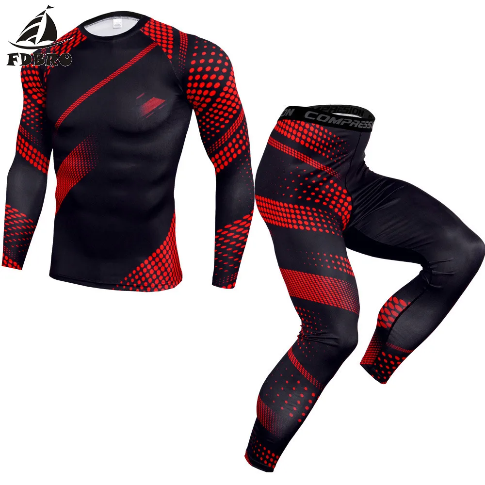 Мужской костюм для бега с принтом, компрессионное трико для фитнеса бега, рубашка, дышащие спортивные костюмы, спортивная одежда, одежда для тренировок для мужчин - Цвет: 2