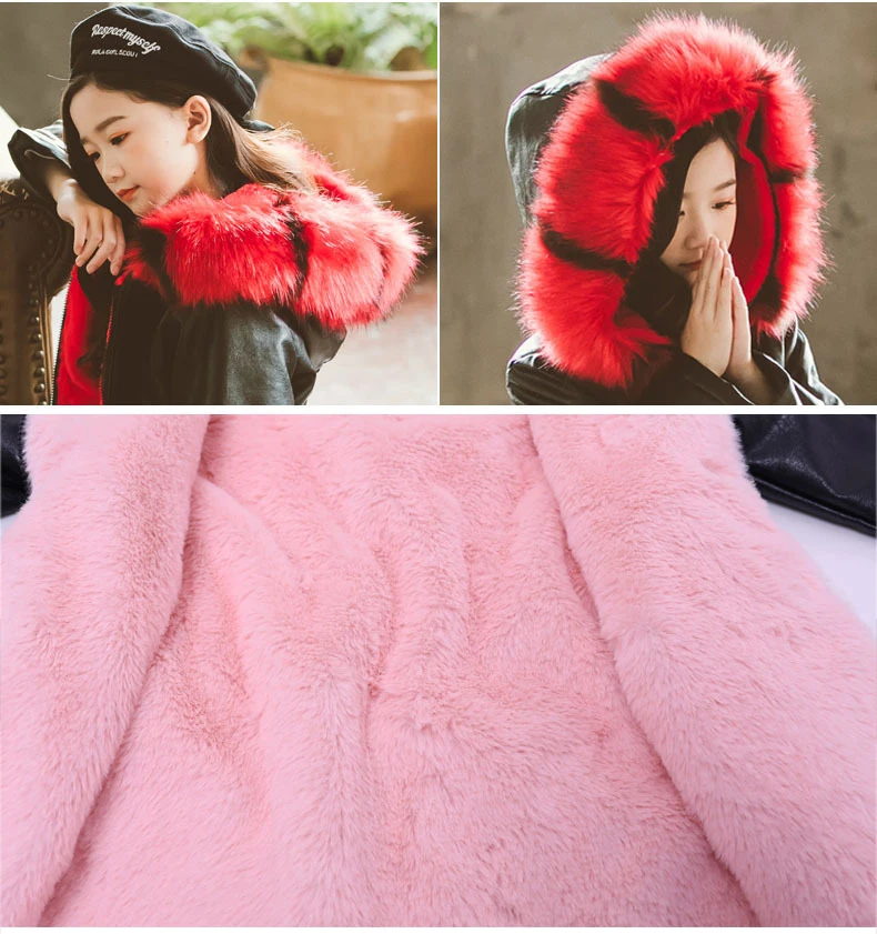 Dollplus/Новинка года, куртка из искусственного меха для девочек верхняя одежда, детская хлопковая куртка зимняя одежда для девочек теплое пальто Зимний комбинезон с меховым капюшоном для детей