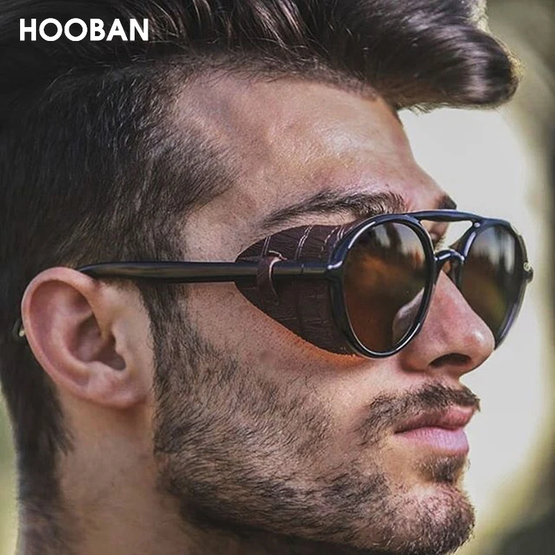 Солнцезащитные очки HOOBAN в стиле стимпанк для мужчин и женщин винтажные круглые
