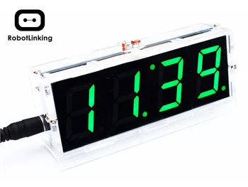 

DIY Kit Green LED Electronic Clock Microcontroller Digital Clock Time Thermometer With PDF Tutorial