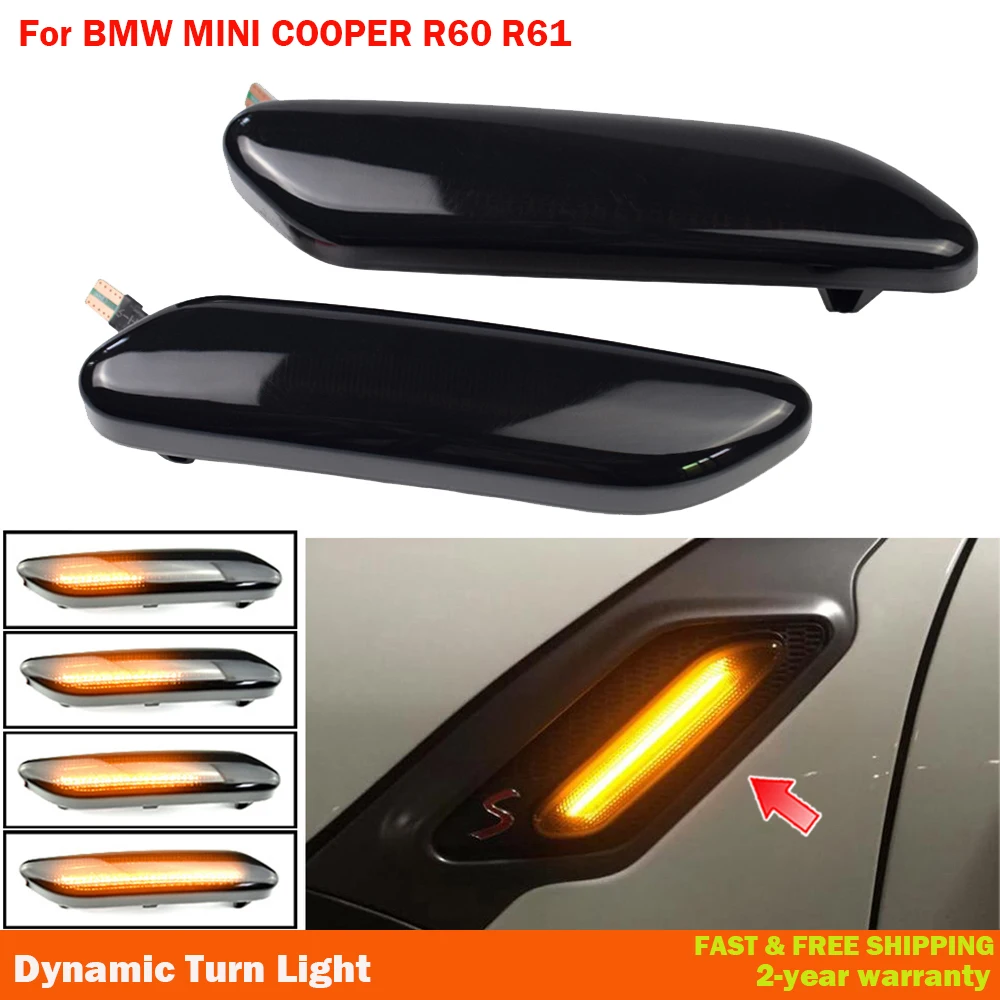

For BMW MINI COOPER R60 R61 COUNTRYMAN PACEMAN LED Side Marker Dynamic Scroll Flashing Indicator Lamp Turn Signal Fender Lights