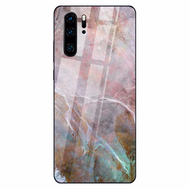Цветной мраморный чехол для телефона huawei P30 P20 Lite Shookproof закаленное стекло чехол для mate 20 Lite Honor 9 10 Lite 8X MAX Nova 3 - Цвет: 15