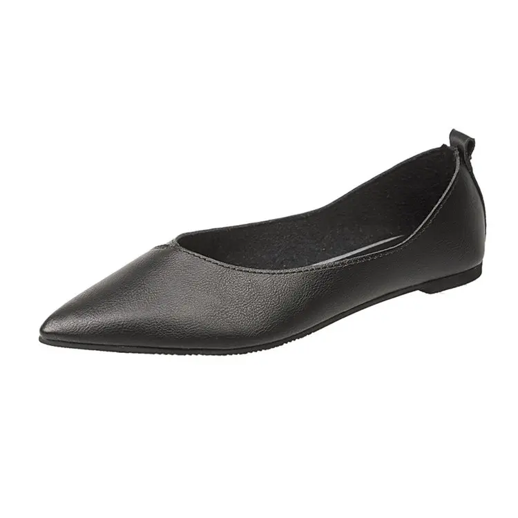 

Simple flat bottom soft leather shoes pointed shallow mouth black work women's shoes comfortable wild fashion shoes