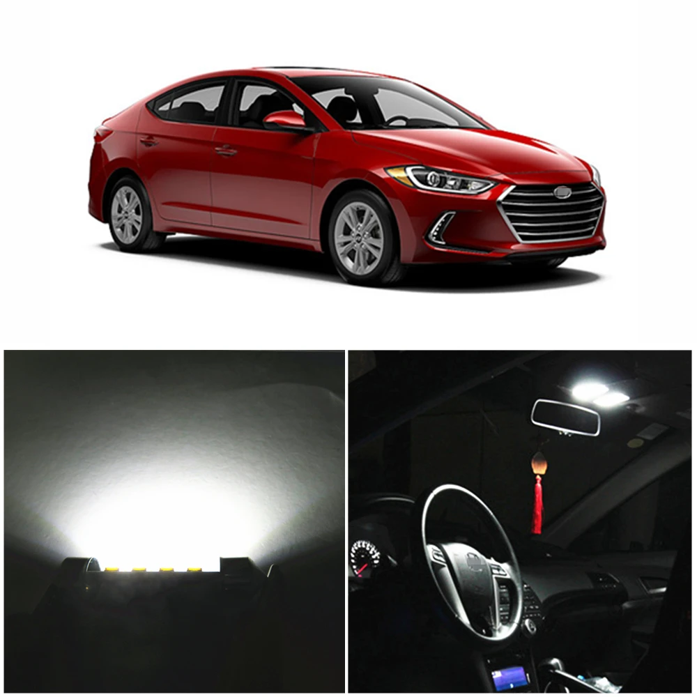 

WLJH 9x Auto Car LED Bulbs License Plate LED Map Dome Light Trunk Lamp Interior Package Kit LEDs For Hyundai Elantra 2011 2012