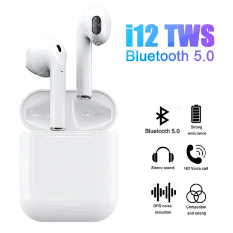 

i12 TWS Wireless Headphone Touch key Bluetooth 5.0 Sports Headset Stereo for iPhone xiaomi huawei samsung smartphone