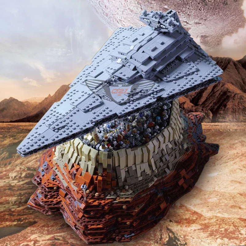 

Lepining MOC-18916 Star First Order Destroyer Starwars The Empire Over Jedha city Fit Star Wars Model Building Blocks Bricks Toy