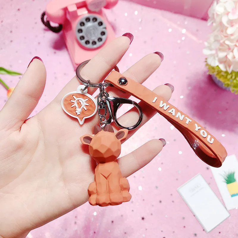 2019 New Fashion Cute Dinosaur Keychain Key Ring Fashion Cartoon PU Key Chain Creative Car Bag Phone Key Ring (3)