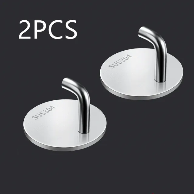 2PCS Stainless Steel Robe Hooks No Drilling Coat Hat Hook Towel Rack Wall mounted Storage Hanger for Bathroom Kitchen Hardware silver