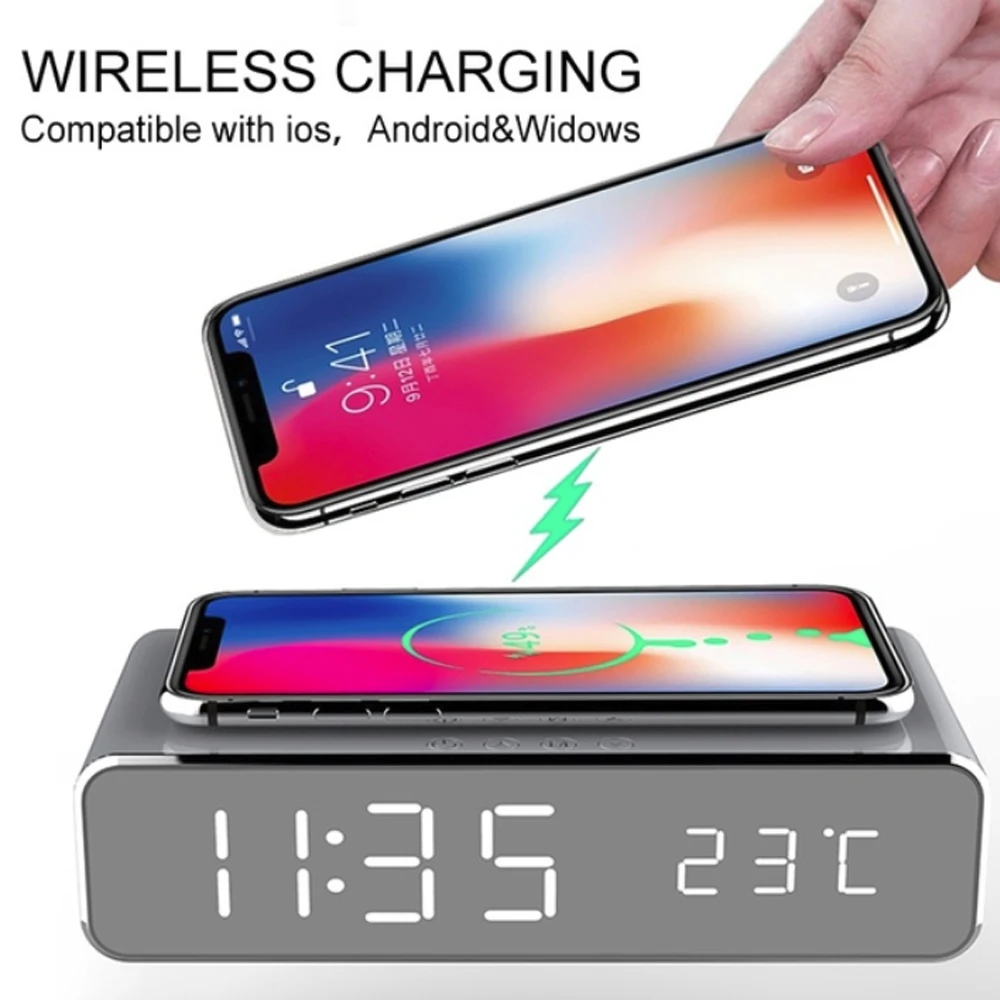ABS цифровые часы с термометром usb зарядка многофункциональный с памятью времени светодиодный цифровой будильник прочный Серебряный телефон зарядное устройство